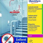 Etichete antimicrobiene Avery Zweckform L8011-10, transparent, 1/A4, dimensiuni 210x297 mm, 10 coli/top, AVERY