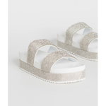 Incaltaminte Femei CheapChic Sparkle Overload Platform Slide Sandals White