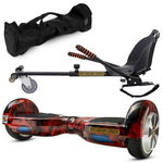 Pachet Scooter electric (hoverboard) MonkeyBoard Original MK-93 RED WAVER, roti 6.5 inch, telecomanda wireless, bluetooth, geanta de transport, led-uri, lumini de zi/noapte, boxa incorporata, 700 W + Hoverkart (Rosu)