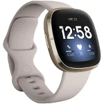 Ceas smartwatch Fitbit Sense Lunar White Soft Gold