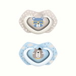 Suzeta albastra simetrica din silicon Bonjour Paris 0-6 luni, 2 bucati, Canpol babies, Canpol babies 