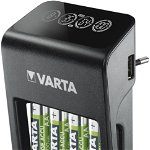 Incarcator Acumulatori Varta LCD Plug Charger+ 57687, AA/AAA/9V + 4 Acumulatori Power AA