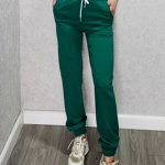 Pantaloni sport Benone, din bumbac, Verde smarald, FashionForYou