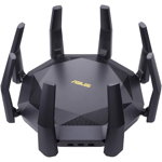 Router Gaming Wireless ASUS RT-AX89X, AX6000, 8x8 Dual-Band, Quad-Core 2.2GHz CPU, 256MB 1GB Flash RAM, 10G port, SFP+ port, AiProtection Pro, Adaptive QoS, VPN server client, IPTV, OFDMA, MU-MIMO, Be