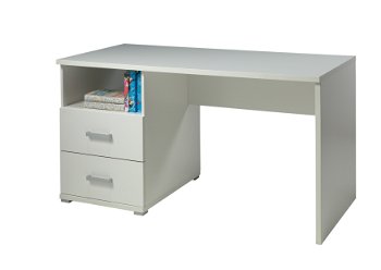 Masa de birou din pal cu 2 sertare, pentru copii Milan Alb, L140,2xl70xH74 cm
