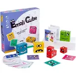 Puzzle interactiv si educativ, cub din lemn, 6in1, blocuri de constructii, carti de joc, pentru copii, cu 6 laturi, expresii emoji, montessori, buz