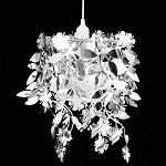 Lampă tip candelabru, cu frunze strălucitoare, 21,5 x 30 cm, argintiu, Casa Practica