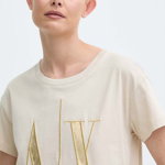 Armani Exchange tricou din bumbac femei, culoarea bej, 8NYTMX YJG3Z, Armani Exchange
