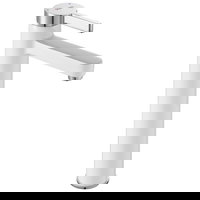 Baterie inalta pentru lavoar REA Polo Alb Lucios cu Crom, Rea