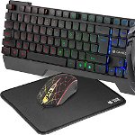 Kit gaming 4 in 1, Tastatura, Mouse, Casti, Mousepad, conectare USB, Tracer Mamooth, Tracer