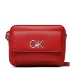 CALVIN KLEIN, Geanta crossbody din piele ecologica cu aplicatie logo metalica, Bej