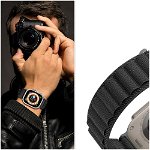 Curea material textil Tech-Protect Nylon Pro compatibila cu Apple Watch 4/5/6/7/8/SE/Ultra 42/44/45/49mm Black, TECH-PROTECT
