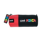 Penar Cilindric Uniball Posca Echipat cu 16 Markere LaButic, Negru-Rosu