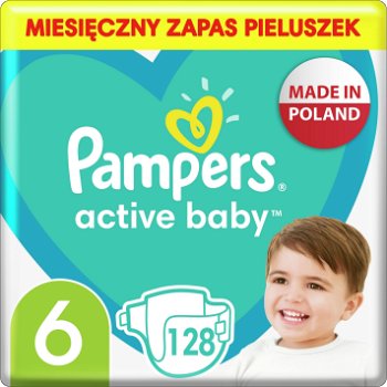 Pampers Pieluszki Active Baby 6, 13-18 kg, 128 szt., Pampers