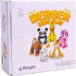 Set plastilina inteligenta Berger Kids Clay , 18 cutii, pasta de modelat, certificat non-toxic, Animale, 270 g, Berger
