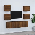 vidaXL Set dulapuri TV, 6 piese, stejar maro, lemn prelucrat, vidaXL