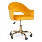 Scaun din catifea pentru birou cu baza aurie OFF 640 galben, 