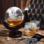 Set decantor glob whisky si cuburi pentru racire, 