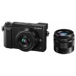 Kit aparat foto Panasonic DMC-GX80W (12-32mm + 35-100mm objektívvel), fekete