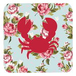 Caroline`s Treasures Carolines Comori BB1104-RS-BU-FC Crab Shabby Chic Blue Roses Spuma Coaster Se Multi 3 1/2 x 3 1/2, 