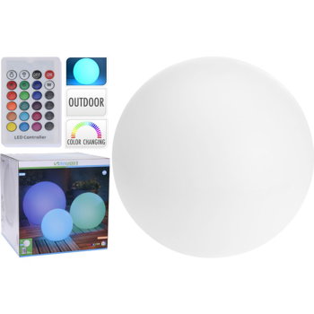 Lampa LED sfera alba, de gradina, 24 x LED, 40 cm + telecomanda , Arabesque