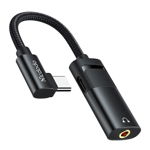 Adaptor audio si incarcare 2in1 USB-C la USB-C mama si Jack 3.5mm mama CA-1880, PD 60W, Negru, Mcdodo