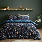 Lenjerie de pat albastru-închis pentru pat de o persoană 135x200 cm Enchanted Twilight – Catherine Lansfield, Catherine Lansfield