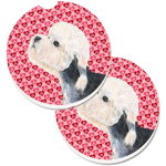 Caroline`s Treasures Dandie Dinmont Terrier Hearts Love Valentine`s Day Set de 2 Cupa Titular Car Coast Inimi roșii Large, 