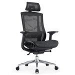 Scaun birou ergonomic negru Depozitul de scaune Lyon Lux, tapiterie mesh-textil, rotativ, reglabil pe inaltime, 70 x 65 x 118 - 128 cm, Depozitul de scaune