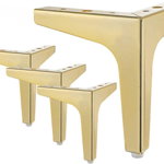 Set de 4 picioare pentru mobilier La Vane, metal, auriu, 15 cm