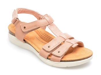 Sandale CLARKS roz, APRIL COVE 0912, din piele naturala, Clarks