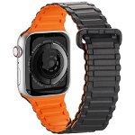 Dux Ducis Dux Ducis Strap (Armor Version) pasek Apple Watch SE, 8, 7, 6, 5, 4, 3, 2, 1 (41, 40, 38 mm) silikonowa magnetyczna opaska bransoleta czarno-pomarańczowy, Dux Ducis