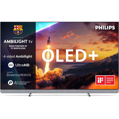 Televizor Philips AMBILIGHT tv OLED+ 65OLED910, 164 cm, Google TV, 4K Ultra HD, 100 Hz, Clasa F (Model 2025)