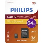 Card de memorie Micro SDXC Philips FM64MP45B/00, 64GB, cu adaptor SD, Clasa 10, Philips