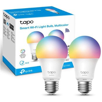 Set 2 becuri LED Smart TP-LINK Tapo L530E2B, E27, 9W, 806lm, Wi-Fi, lumina variabila, compatibil Alexa, Google Assistant