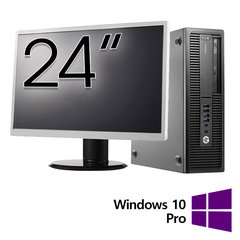 Pachet Calculator Refurbished HP EliteDesk 800 G2 SFF, Intel Core i5-6500 3.20GHz, 16GB DDR4, 512GB SSD + Monitor 24 Inch + Windows 10 Pro