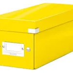 Cutie depozitare Leitz WOW Click & Store, carton laminat, pliabila, cu capac, 14x13x35 cm, galben