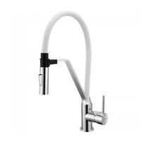 Baterie pentru chiuveta Invena Magnetic, cu pipa flexibila din silicon si suport magnetic,alb-crom