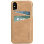 Husa Protectie Spate Krusell Sunne Cover 2 Card Leather Vintage Nude pentru Apple iPhone XS Max
