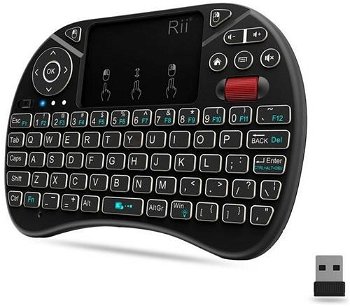 Mini tastatura wireless Rii i8X unique scroll, iluminata, touchpad 2.5 inch, 92 taste (Negru)