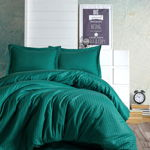 Set Lenjerie de pat double din Satin, Verde, 220 x 200 cm,100% Bumbac Satin, Cotton Box