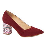 Pantofi Piele Toc Gros 7 Cm Eleganti din Piele Naturala Bordo 4438, Superlative.ro