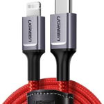 Cablu, UGREEN, USB-C la tip Lightning, 1m, Rosu