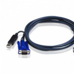 Cablu USB Aten, VGA, HD-15, USB A, HD-15, 2xPS/2, Tata-Mama, 1.8 m