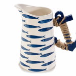 Carafa ceramica alb albastru model marin cm 22 x 13 cm x 21 h