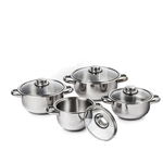 4Home set oale inox cu capac sticlă Destiny, 8 piese, 4Home