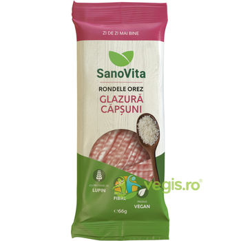 Rondele din Orez cu Glazura de Capsuni 66g, SANOVITA