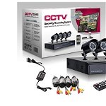 Sistem supraveghere CCTV kit DVR - 4 camere exterior/interior, pachet complet, HDMI, internet, vizionare pe smartphone, Air Fashion