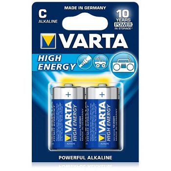 Baterii alcaline C/R14, 2 buc/blister, VARTA High Energy, VARTA