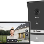 Kit videointerfon EZVIZ CS-HP7 (3MP) 2K, TCP/IP Wi-Fi, o familie, Monitor 7 inch, deblocare cu card RFID sau din aplicatie